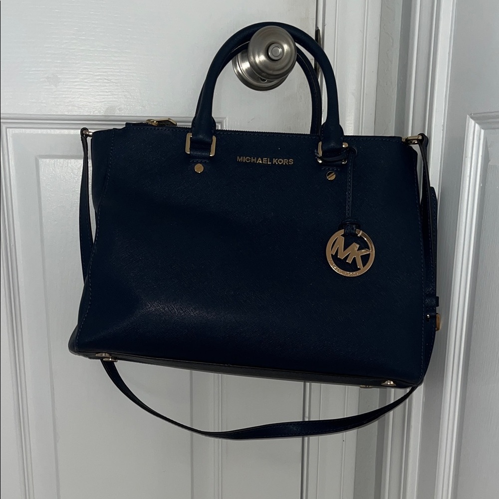 Michael Kors Dark Blue Satchel and Wallet